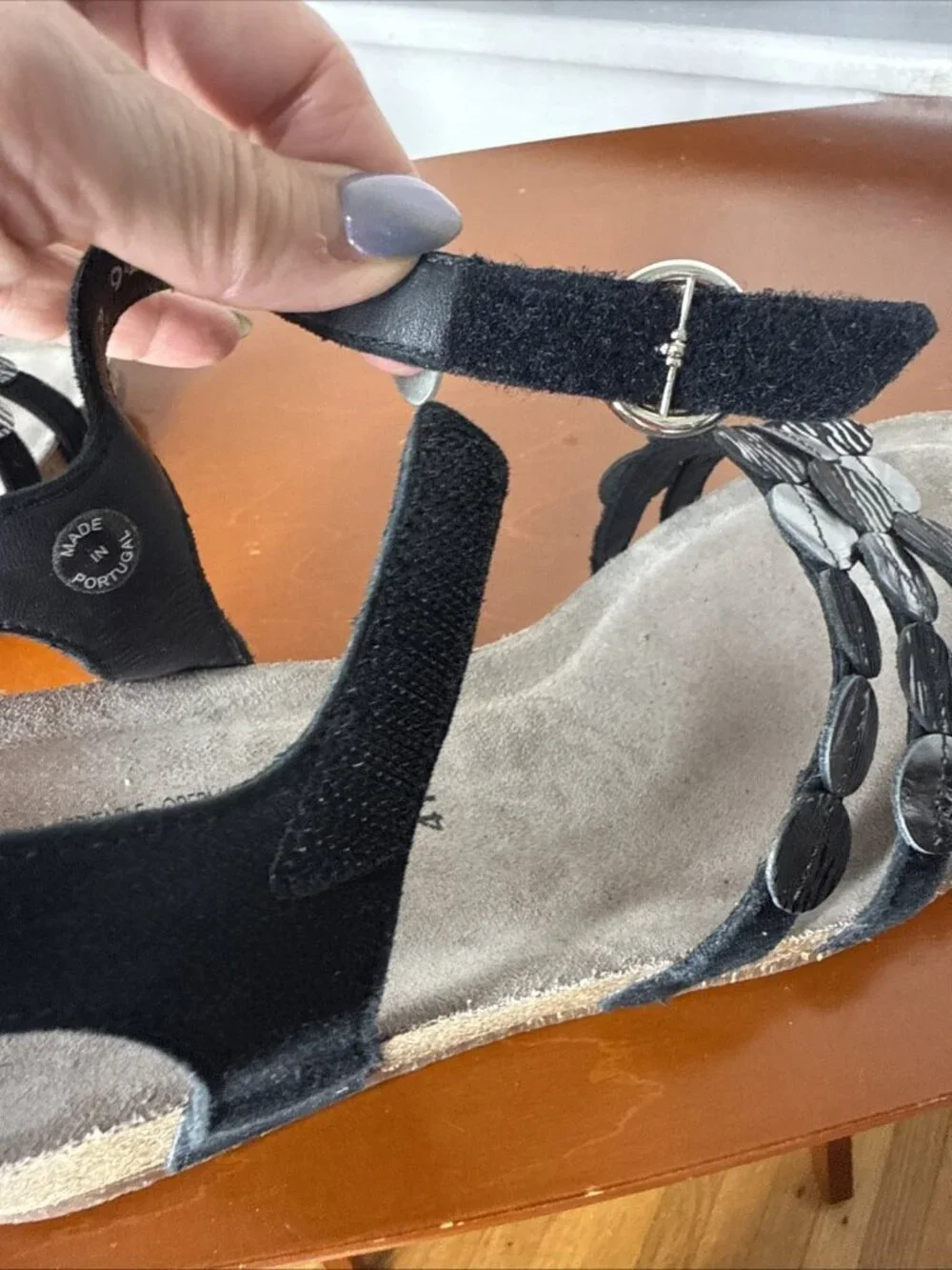 Mephisto Matilde Sandal Womens size 41/ 9.5-10 Black Wedge Heel Comfortable $279